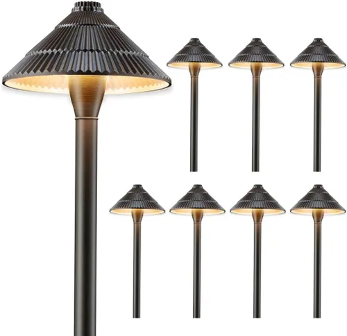 Miniatura 36 de Gardenreet Luces de camino de bajo voltaje de latón, luces LED de camino de paisaje, luces de patio al aire libre impermeables IP65, 12 V con cable