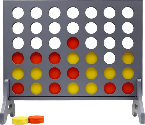 Miniatura 61 de Juego gigante 4 en una fila para familia y adultos – Tailgating Pros Jumbo de madera gris cuatro en una fila juego de patio para interiores