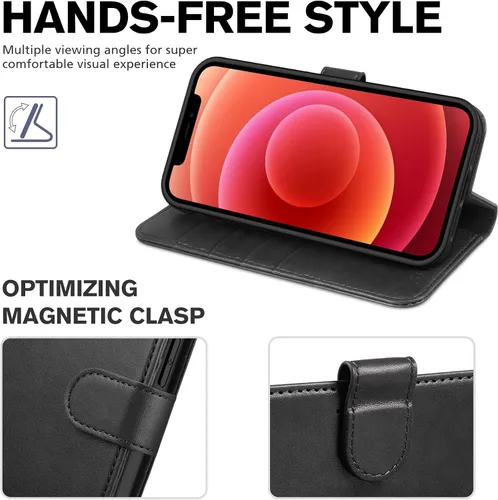 Miniatura 4 de TUCCH Funda tipo cartera compatible con iPhone 12 Pro Max 5G de 6.7 pulgadas, con ranura para tarjetas de piel sintética