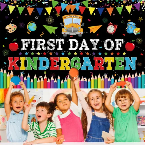 Miniatura 4 de Cartel del primer día de jardín de infantes, decoraciones de fiesta del primer día de escuela, pancarta de regreso a la escuela, bienvenida al