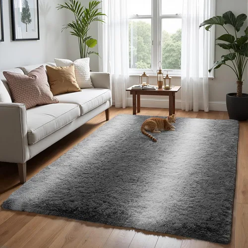 Miniatura 78 de Zentavio Alfombras de área para sala de estar, alfombras grises para dormitorio, alfombra de 4 x 6, alfombra mullida, peluda y suave, shag estética