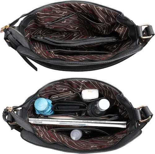 Miniatura 5 de Bolso bandolera grande de piel para mujer con correa cruzada y funda de quita y pon
