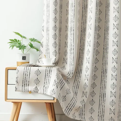 Miniatura 7 de Vangao Cortinas bohemias 100% opacas de 63 pulgadas de largo, para dormitorio, sala de estar, estampado geométrico, oscurecimiento de la habitación