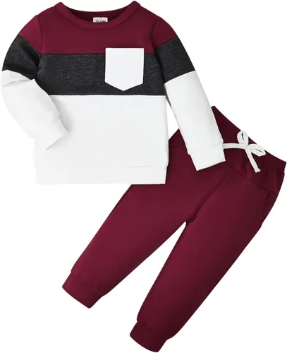 Miniatura 28 de Ropa de otoño e invierno para bebé, trajes de niño pequeño, sudadera de manga larga, sudadera de retazos y pantalones, 2 piezas, 12 meses a 5 años
