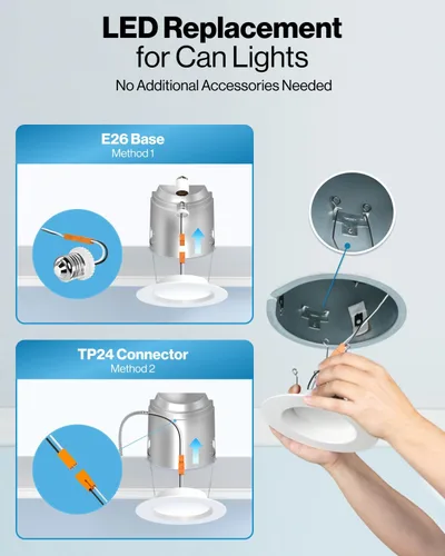 Miniatura 6 de Sunco - Juego de 12 luces LED empotrables de reajuste de 15,2 cm, luces de techo de tipo candelabro, borde deflector, 965 lm, 13 W