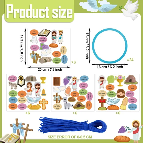 Miniatura 2 de Crtiin Kit de 24 piezas de corona de Pascua religiosa cristiana para hacer tus propias manualidades de Pascua para niños para actividades