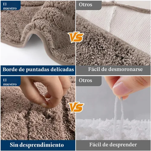 Miniatura 6 de Juego de alfombras de baño Ileading de 5 piezas, tapete de baño ultra suave y absorbente para baño, juego de alfombras de baño antideslizante y Café