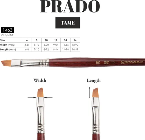 Miniatura 3 de Escoda Prado Series 1463 - Brocha para acuarela, mango corto, color sable sintético, ángulo, tamaño 6