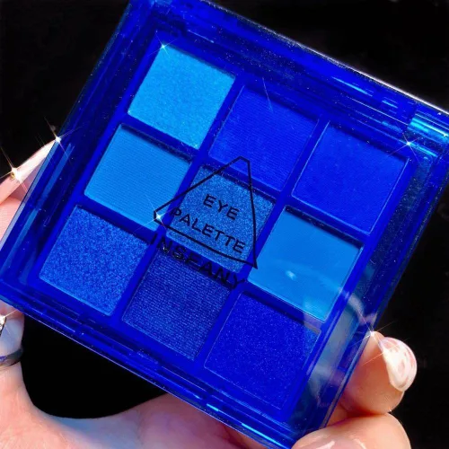 Miniatura 7 de Go Ho Paleta de sombra de ojos de maquillaje en polvo azul, gris y blanco, 9 estilos, diseño mate y perla brillante, impermeable, paleta de sombra