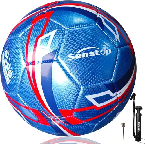 Miniatura 11 de Senston Balón de fútbol talla 3 y talla 4 y talla 5 para niños y adultos, balón de fútbol oficial para partidos y entrenamiento con bomba Negro