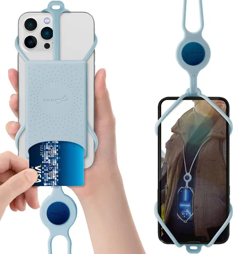 Miniatura 9 de BONE Lanyard - Correa para teléfono celular con ranura para tarjeta y bolsillo, cordón de silicona ajustable, soporte universal para iPhone