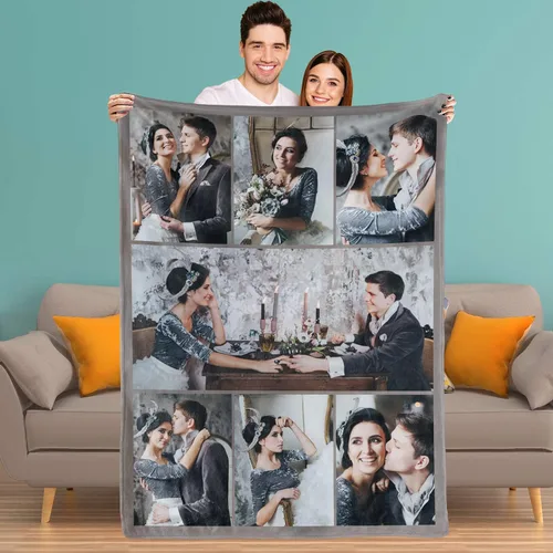 Miniatura 11 de Youltar Manta personalizada con fotos de texto, mantas personalizadas con imágenes para novia, parejas, marido, esposa, boda, utilizada como regalo