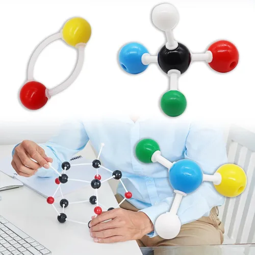 Miniatura 4 de Kit de modelo molecular de química orgánica de 144 piezas, juego de modelos moleculares para química inorgánica y orgánica, incluye 68 átomos, 75