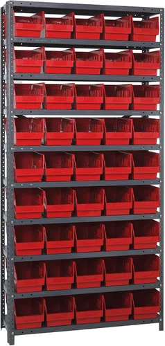 Miniatura 459 de Quantum QSBU-245BK Heavy Duty Shelving Unit with (7) Shelves and (24) QUS245 Black Bins for Garage Warehouse Storage Distribution 400 lb Load
