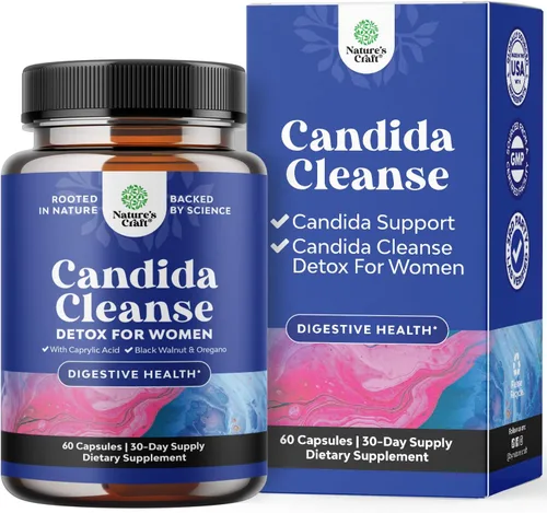 Natures Craft Candida Cleanse - Desintoxicación corporal para mujeres, desintoxicación intestinal antisobrecrecimiento para mujeres con ácido