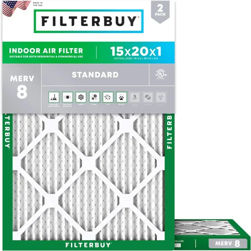 Miniatura 71 de Filterbuy Filtro de aire MERV 8 de 8 x 14 x 1 pulgadas para defensa contra el polvo y las alergias (paquete de 2), filtros electrostáticos plisados
