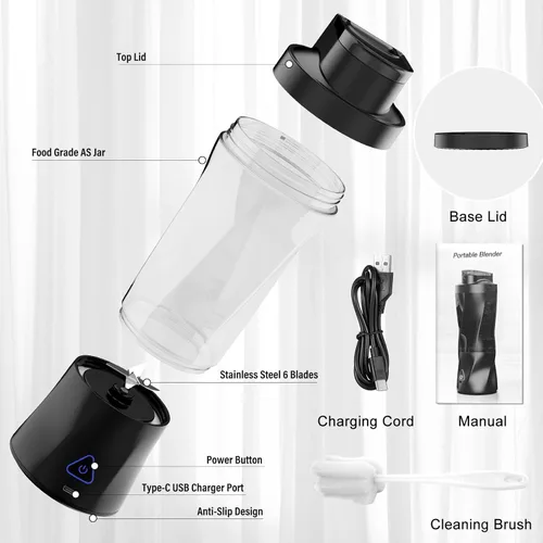 Miniatura 7 de Portable Blender, 360W Personal Blender for Shakes and Smoothies for Kitchen, 24 Oz BPA Free Traveling Juicer Cup and Lid with 6 Blades, Self
