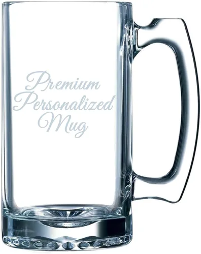 Etched Laser Art Taza de cerveza grabada personalizada de 25 onzas, cristalería transparente apta para lavavajillas, personalizada para cualquier