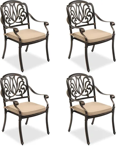 Miniatura 12 de VINGLI Juego de 2 sillas de patio de aluminio fundido para todo tipo de clima, sillas de comedor al aire libre, sillones de metal para piscina
