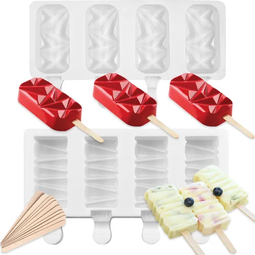 Miniatura 8 de Moldes de silicona para paletas de helado, 7 cavidades de caricatura, conejito de dibujos animados, para decoración de pasteles, 2 unidades, sin BPA