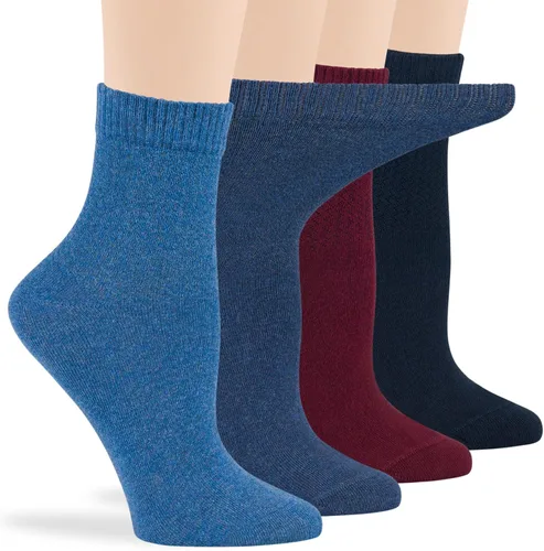 Miniatura 67 de 7BIGSTARS KINGDOM Women's Cotton Quarter Non-Binding Diabetic Fashion Socks-L-M-4 Pack-Multicolor
