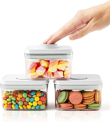 Miniatura 54 de Recipientes Herméticos Pop Apilables - Paquete de 2 Recipientes de Almacenamiento de Cereales con Tapas Herméticas, Recipientes Pop Up a Prueba