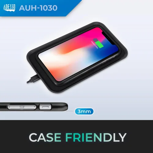 Miniatura 5 de Adesso AUH-1030 10W Max Qi certificado 3 bobinas almohadilla de carga inalámbrica