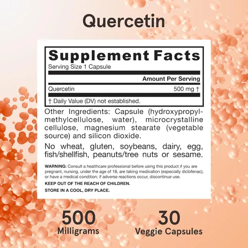 Miniatura 6 de Jarrow Formulas Cápsulas de quercetina de 500 mg - 30 cápsulas vegetales - Apoya el estado antioxidante, la salud cardiovascular y la salud