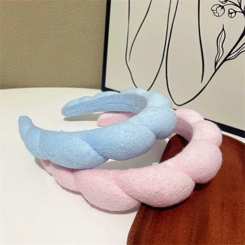 Miniatura 3 de Diadema de spa, juego de toallas de muñeca para lavar la cara, diademas para el cuidado de la piel para mujeres, toalla de tela de toalla hinchada