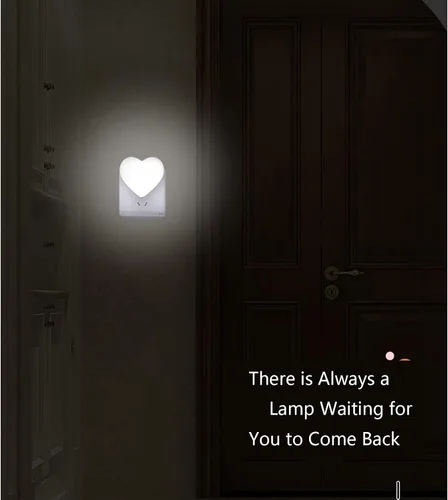 Miniatura 4 de Lindas luces nocturnas, luz nocturna en forma de corazón para guardería con sensores de luz, sensor automático de anochecer a amanecer, suave blanco
