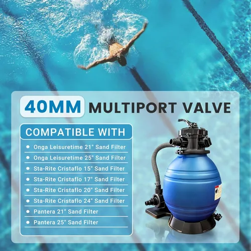 Miniatura 2 de SR14965-A003 - Válvula multipuerto de 1.575 in, compatible con Pantera 21" 25", Onga Leisuretime 21" 25", Sta-Rite Cristaflo 15", 17", 20", 24