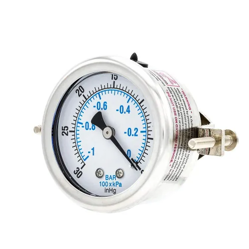 Miniatura 4 de PIC Gauges 203L-204A Manómetro relleno de glicerina con abrazadera en U con carcasa SS/bisel, internos de latón, lente de PC, dial de 2 pulgadas