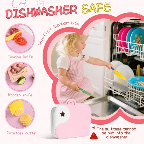 Miniatura 5 de Herramientas de Cocina Montessori para Niños Pequeños, Cuchillo para Niños para Cocina Real, Juego de Cuchillos para Niños Pequeños con Caja de Rosa