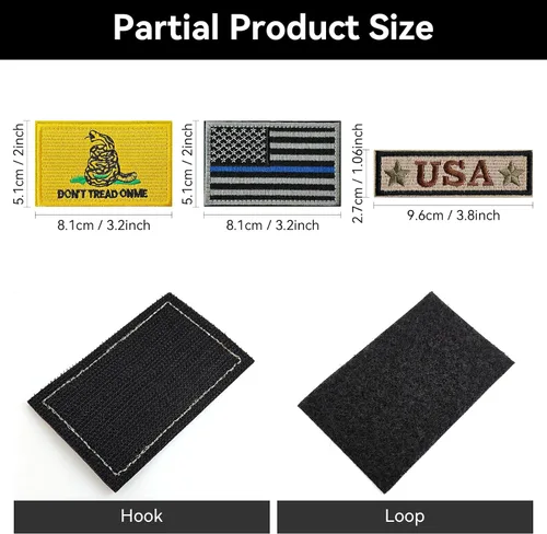 Miniatura 3 de AXEN American Flag Patches Pack, Tactical Morale US Flag Patch Pack Loop and Hook Fasten for Backpack Hat Cap Uniform Vest, Pack of 20