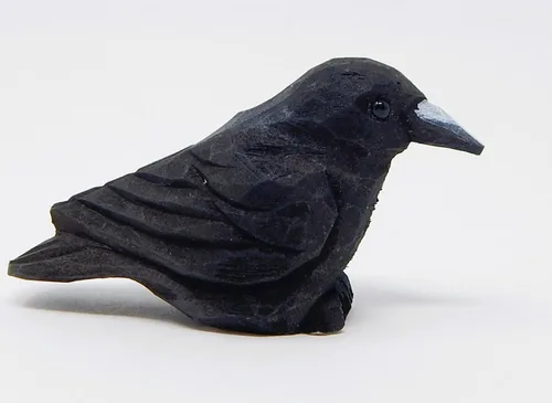 Miniatura 3 de Selsela Figura de cuervo tallada a mano, estatua de cuervo de pájaro negro rave, escultura, escultura, arte en miniatura, decoración de tallado