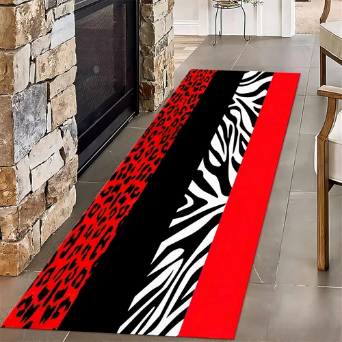 Miniatura 67 de Alfombra de pasillo con estampado de tigre, 2 x 10 pies, alfombra de rayas con estampado de piel de animal, alfombra interior a rayas blancas y 5