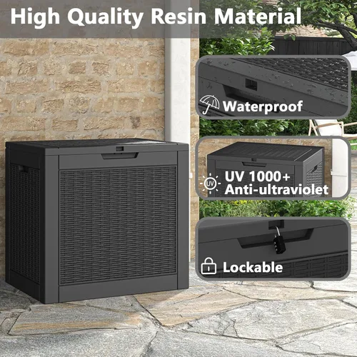 Miniatura 5 de LHBGO Caja de almacenamiento para exteriores de 31 galones, caja de almacenamiento de resina para exteriores, caja de almacenamiento para terraza