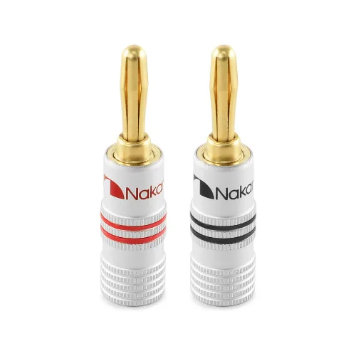 Nakamichi Excel Series - Enchufes tipo banana chapados en oro de 24 quilates, calibre 18 AWG, tamaño de 0.157 in para altavoces, amplificador de