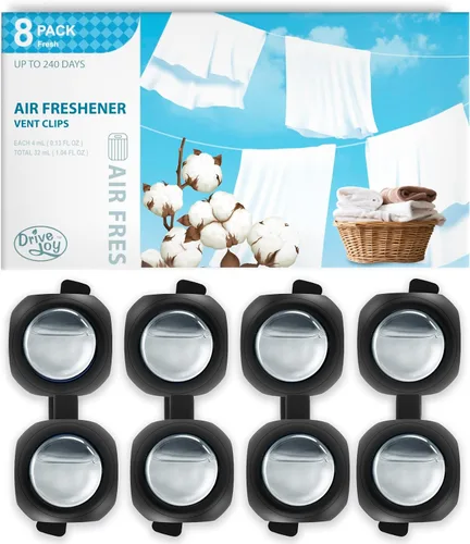 Miniatura 18 de Clips ambientadores para ventilación de automóvil, paquete de 8, proporciona aroma duradero, hasta 240 días, eliminador de olores (manzana y canela)