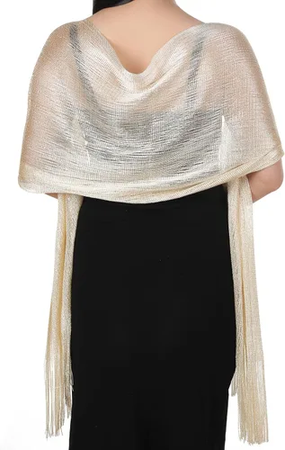 Miniatura 4 de Aster Chales metálicos brillantes y envolturas para vestidos de noche con hebilla para mujer, chales y envolturas para fiesta, novia, dama de honor