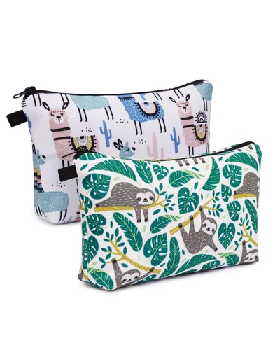 Miniatura 21 de WANDF Bolsa de cosméticos para mujer, bolsa de maquillaje, mini bolsa de maquillaje para bolso, resistente al agua, regalo para niñas (M-azul)