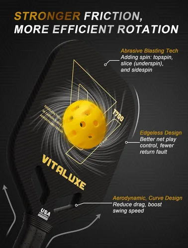 Miniatura 2 de Pala de pickleball de fibra de carbono cruda T700, superficie de fricción de carbono texturizada 3K sin bordes, paleta de pickleball termoformada