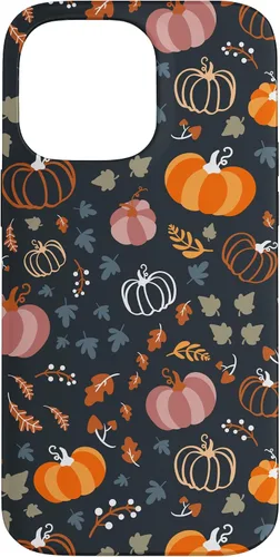 Funda para iPhone 14 Pro Max Otoño Hojas Caídas Calabaza Cosecha de Especias Feliz Oto