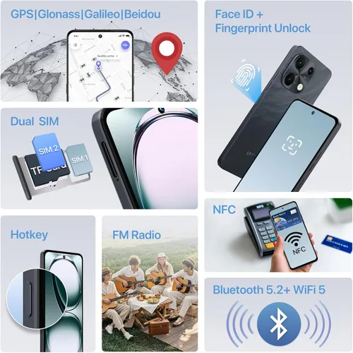 Miniatura 7 de UMIDIGI Note 100 Teléfono, Teléfono Desbloqueado Dual SIM NFC, 12(6+6) GB+128GB Ampliable a 1TB Teléfonos Android 14, Pantalla HD+ de 6.8'' a 120Hz