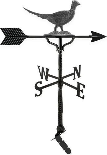 Miniatura 7 de Montague Metal Products Veleta de lujo de 32 pulgadas con adorno de faisán negro satinado