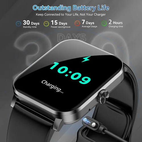 Miniatura 3 de Reloj inteligente para hombres y mujeres, pantalla táctil HD de 1.85 pulgadas, llamadas/notificaciones Bluetooth, reloj de fitness con monitor