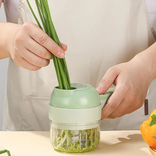 Miniatura 2 de 5 en 1 máquina de corte de verduras eléctrica portátil de mano, cortador eléctrico de verduras, máquina de corte y trituración eléctrica