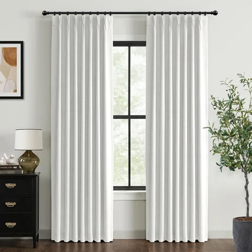 Miniatura 32 de 100% Blackout Shield Cortinas opacas con textura y aspecto de lino de 72 pulgadas de largo, juego de 2 paneles de cortinas opacas de lino sintético