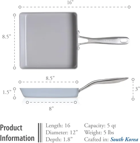 Miniatura 5 de TECHEF - CeraTerra - Sartén de cerámica antiadherente Tamagoyaki para tortilla japonesa, sartén para huevos, sin PTFE, PFAS y PFOA), listo