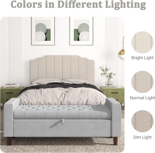 Miniatura 3 de Befurtori Cabecera tamaño Queen solamente, cabecera de lino para montar en la pared tamaño Queen/Full para cama ajustable, diseño moderno de canal